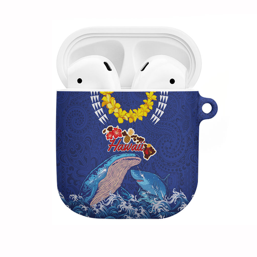 Hawaiian Sea Animals AirPods Case Whales Shark and Turtle Guardians with Tribal Pattern