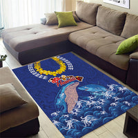 Hawaiian Sea Animals Area Rug Whales Shark and Turtle Guardians with Tribal Pattern