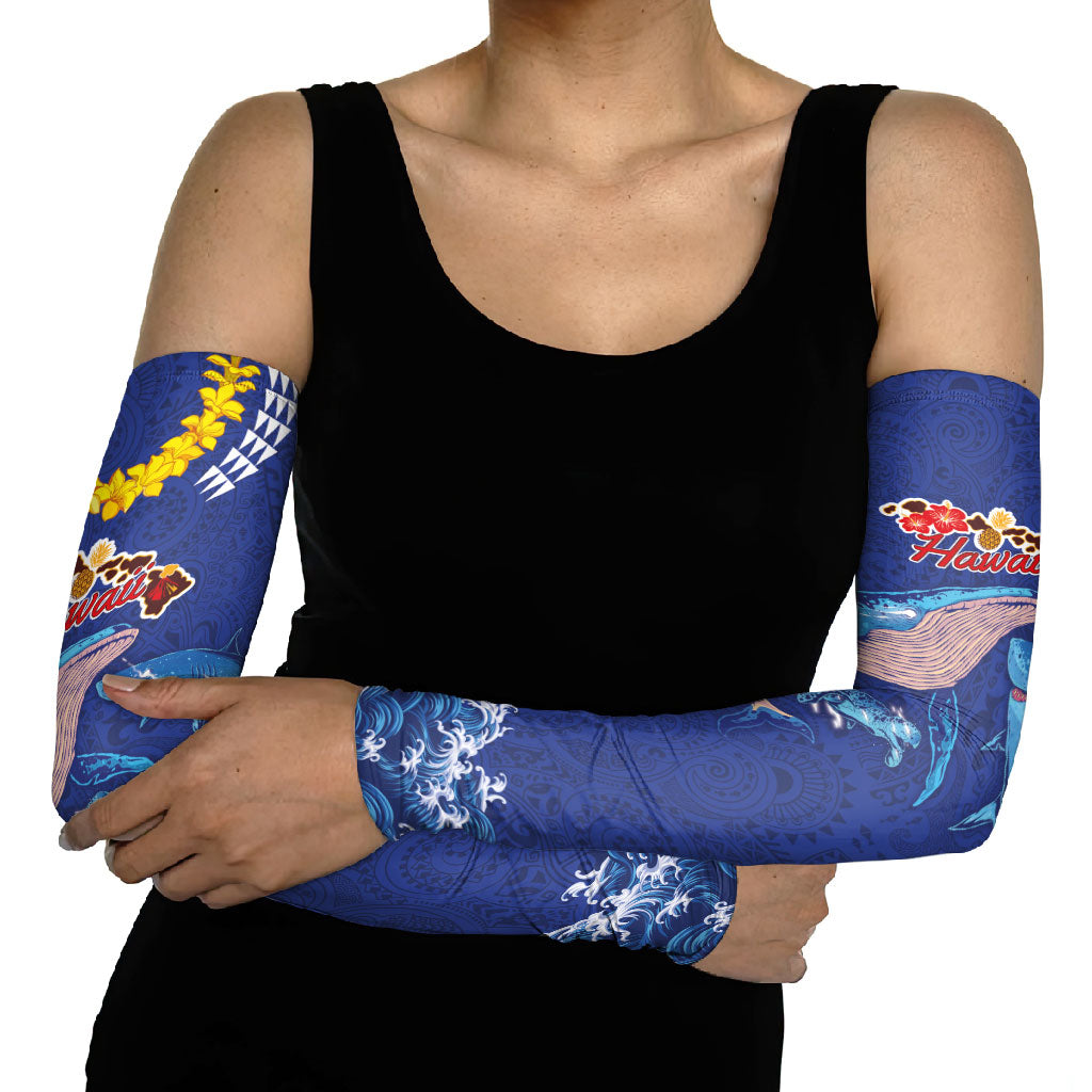 Hawaiian Sea Animals Arm Sleeves Whales Shark and Turtle Guardians with Tribal Pattern