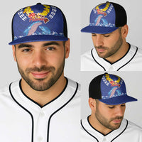Hawaiian Sea Animals Baseball Net Cap Whales Shark and Turtle Guardians with Tribal Pattern