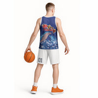Hawaiian Sea Animals Basketball Jersey Whales Shark and Turtle Guardians with Tribal Pattern