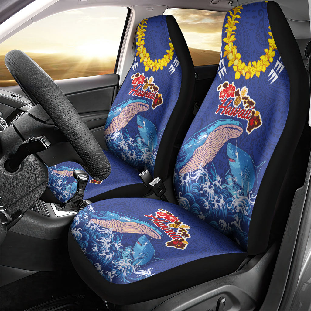 Hawaiian Sea Animals Car Seat Cover Whales Shark and Turtle Guardians with Tribal Pattern