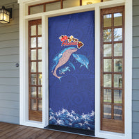 Hawaiian Sea Animals Door Cover Whales Shark and Turtle Guardians with Tribal Pattern