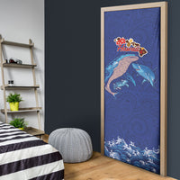 Hawaiian Sea Animals Door Cover Whales Shark and Turtle Guardians with Tribal Pattern