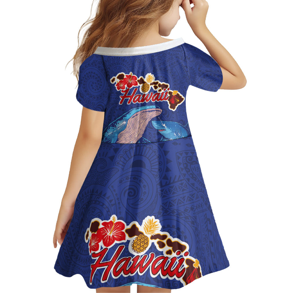 Hawaiian Sea Animals Family Matching Long Sleeve Bodycon Dress and Hawaiian Shirt Whales Shark and Turtle Guardians with Tribal Pattern LT03 - Polynesian Pride
