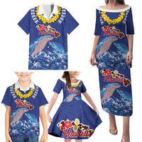 Hawaiian Sea Animals Family Matching Puletasi and Hawaiian Shirt Whales Shark and Turtle Guardians with Tribal Pattern LT03 - Polynesian Pride