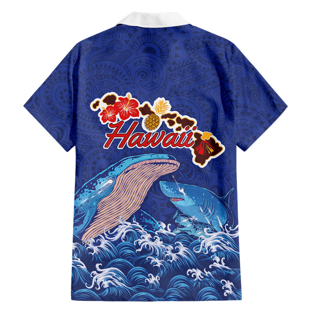 Hawaiian Sea Animals Family Matching Puletasi and Hawaiian Shirt Whales Shark and Turtle Guardians with Tribal Pattern LT03 - Polynesian Pride