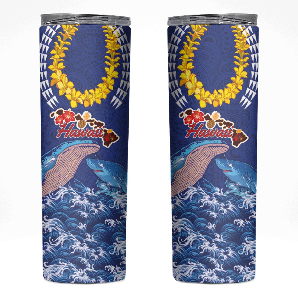 Hawaiian Sea Animals Skinny Tumbler Whales Shark and Turtle Guardians with Tribal Pattern