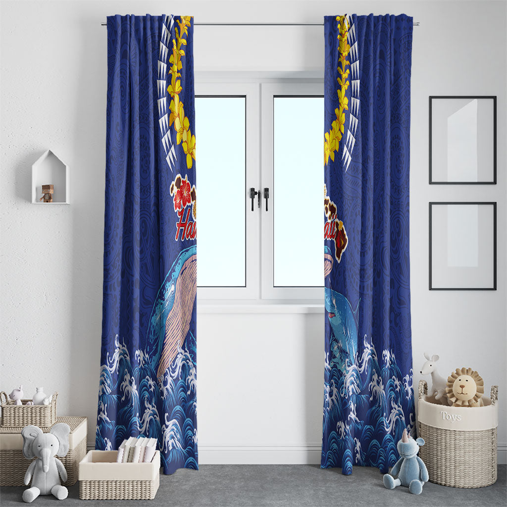 Hawaiian Sea Animals Window Curtain Whales Shark and Turtle Guardians with Tribal Pattern