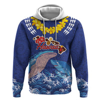 Hawaiian Sea Animals Zip Hoodie Whales Shark and Turtle Guardians with Tribal Pattern LT03 Pullover Hoodie Blue - Polynesian Pride
