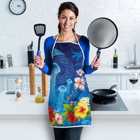 Fiji Jellyfish Apron Tapa Patterns and Hibiscus Sea Vibe