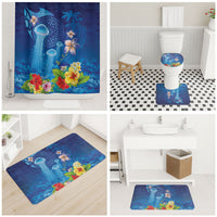 Fiji Jellyfish Bathroom Set Tapa Patterns and Hibiscus Sea Vibe