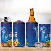 Fiji Jellyfish 4 in 1 Can Cooler Tumbler Tapa Patterns and Hibiscus Sea Vibe