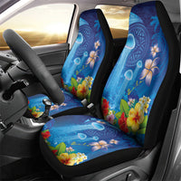 Fiji Jellyfish Car Seat Cover Tapa Patterns and Hibiscus Sea Vibe
