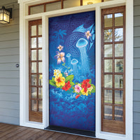 Fiji Jellyfish Door Cover Tapa Patterns and Hibiscus Sea Vibe