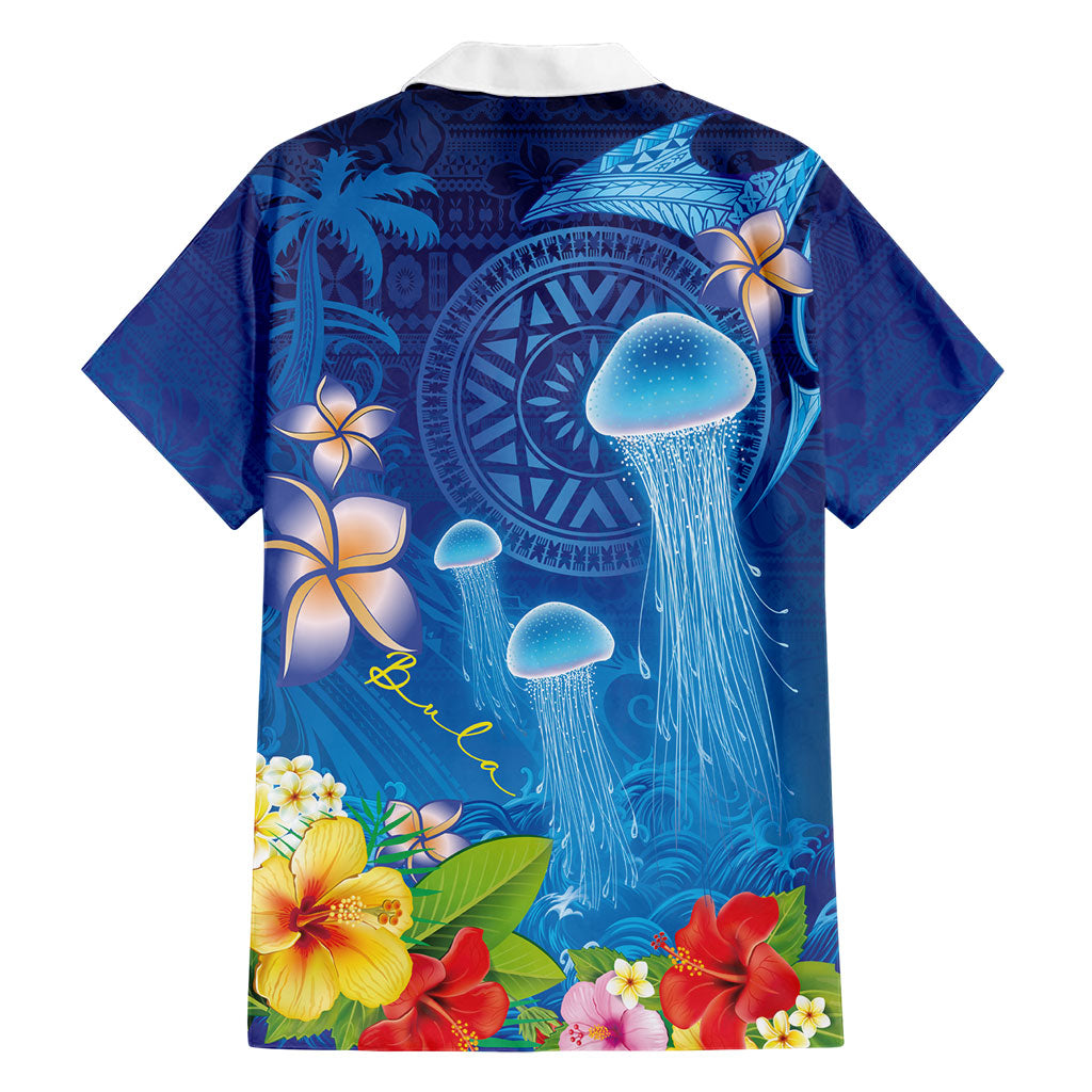 Fiji Jellyfish Hawaiian Shirt Tapa Patterns and Hibiscus Sea Vibe