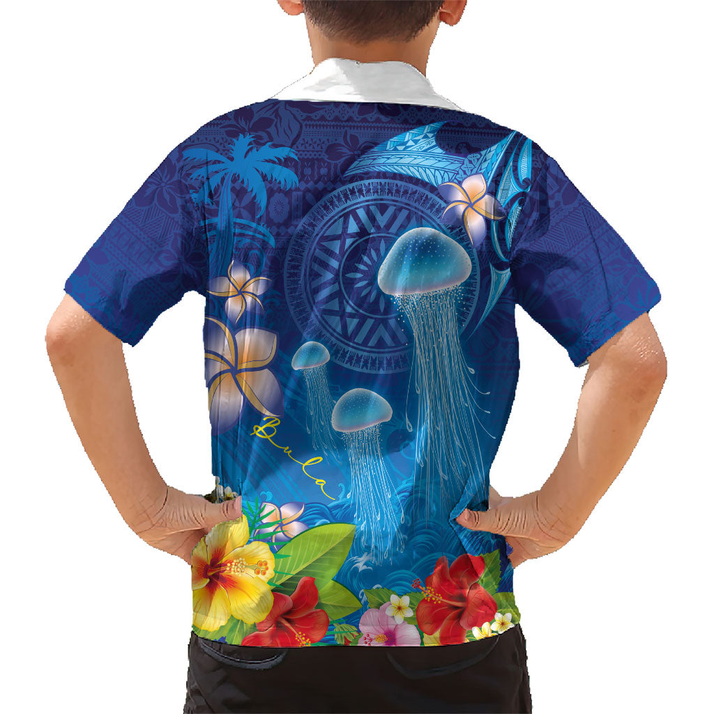 Fiji Jellyfish Hawaiian Shirt Tapa Patterns and Hibiscus Sea Vibe
