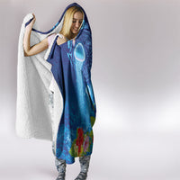Fiji Jellyfish Hooded Blanket Tapa Patterns and Hibiscus Sea Vibe