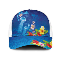 Fiji Jellyfish Mesh Trucker Cap Tapa Patterns and Hibiscus Sea Vibe