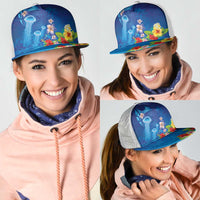 Fiji Jellyfish Mesh Trucker Cap Tapa Patterns and Hibiscus Sea Vibe