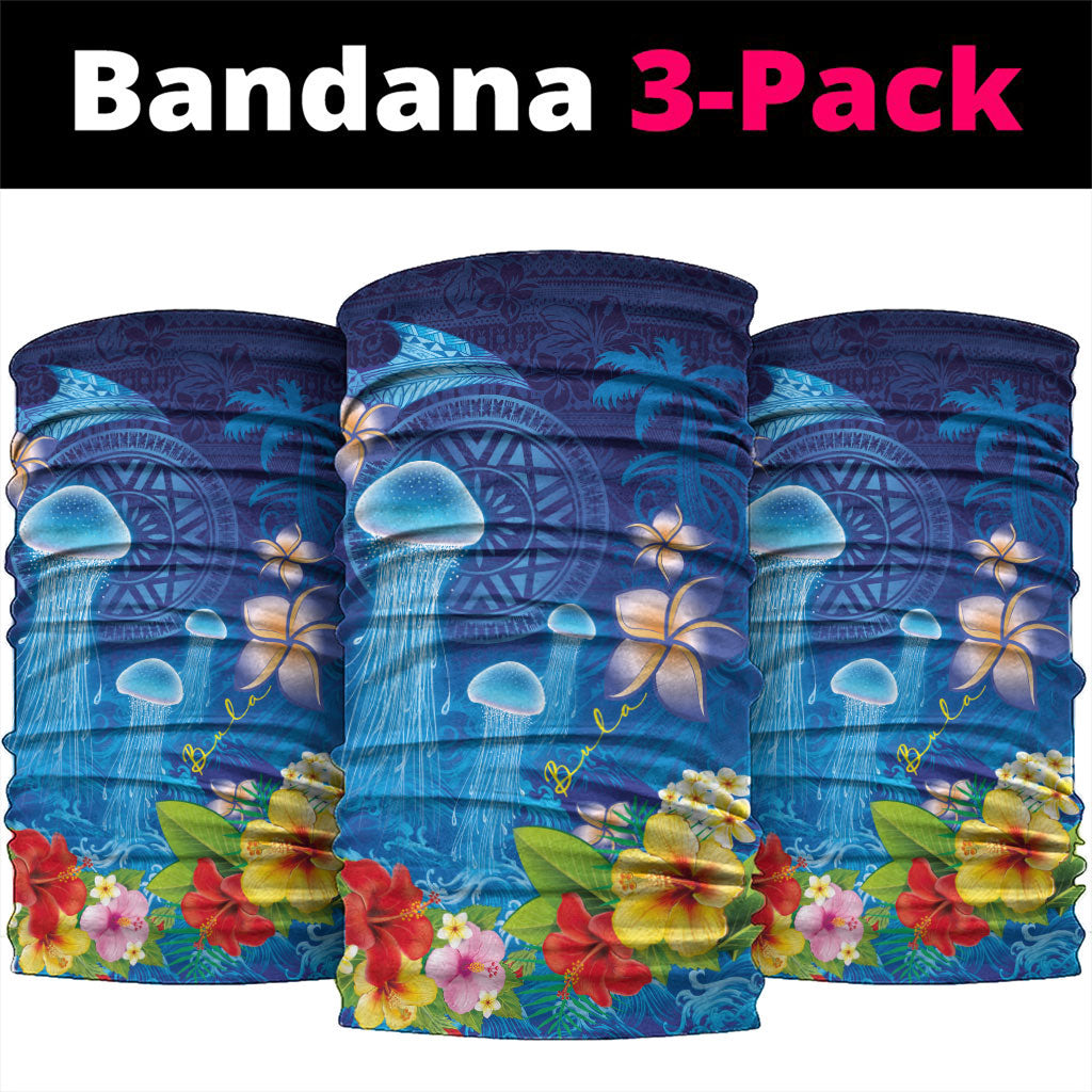 Fiji Jellyfish Neck Gaiter Tapa Patterns and Hibiscus Sea Vibe