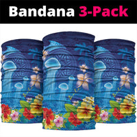 Fiji Jellyfish Neck Gaiter Tapa Patterns and Hibiscus Sea Vibe