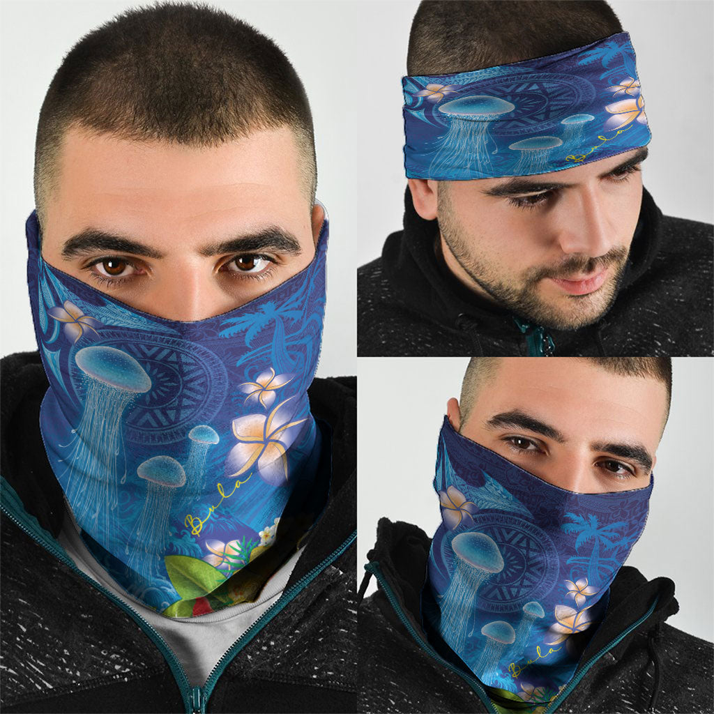 Fiji Jellyfish Neck Gaiter Tapa Patterns and Hibiscus Sea Vibe