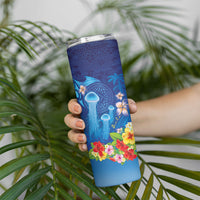 Fiji Jellyfish Skinny Tumbler Tapa Patterns and Hibiscus Sea Vibe