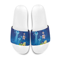 Fiji Jellyfish Slide Sandals Tapa Patterns and Hibiscus Sea Vibe