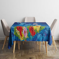 Fiji Jellyfish Tablecloth Tapa Patterns and Hibiscus Sea Vibe