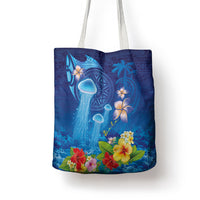 Fiji Jellyfish Tote Bag Tapa Patterns and Hibiscus Sea Vibe