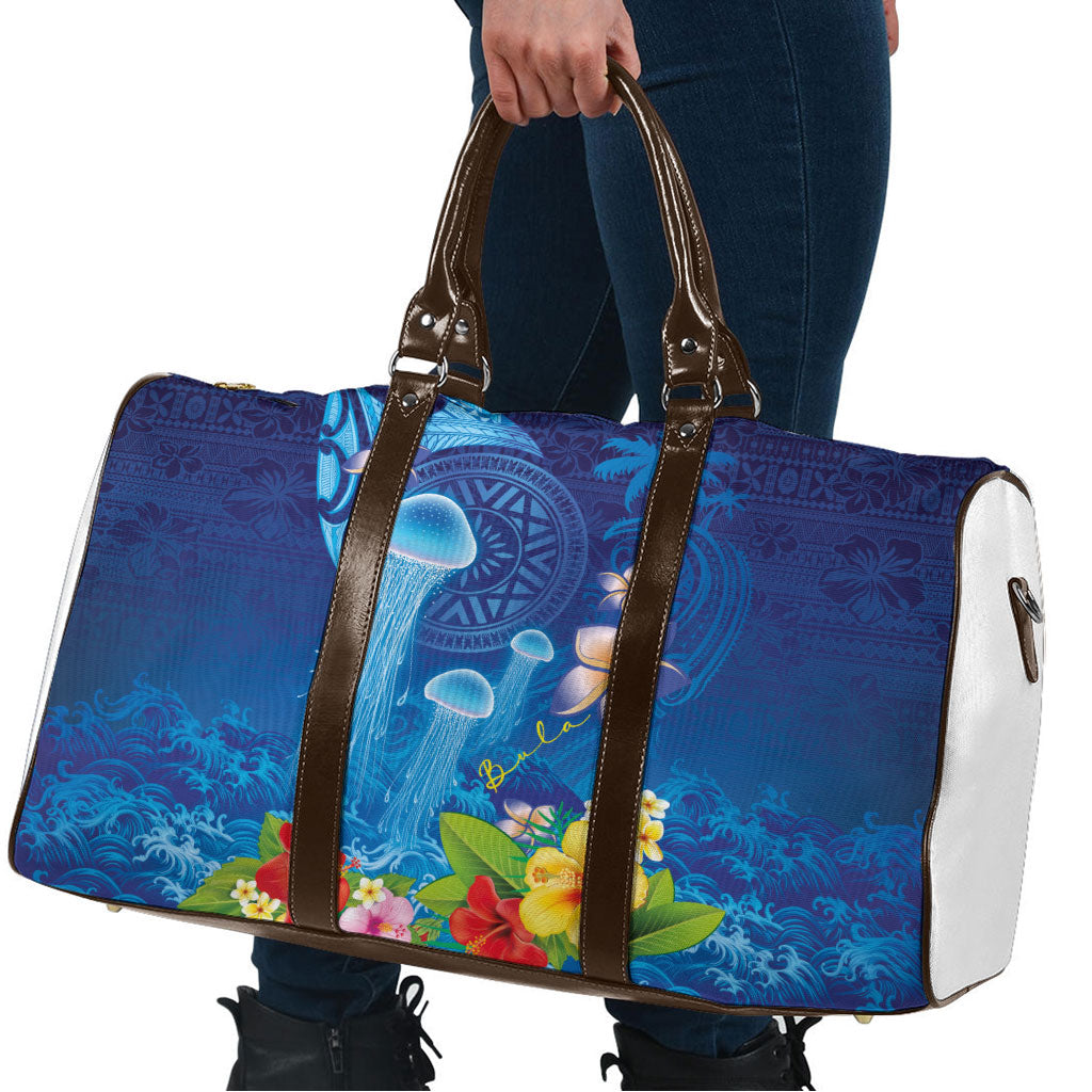 Fiji Jellyfish Travel Bag Tapa Patterns and Hibiscus Sea Vibe