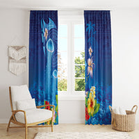 Fiji Jellyfish Window Curtain Tapa Patterns and Hibiscus Sea Vibe