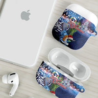 New Zealand Merry Christmas AirPods Case Maori Tribal Pattern with Xmas Tui Bird