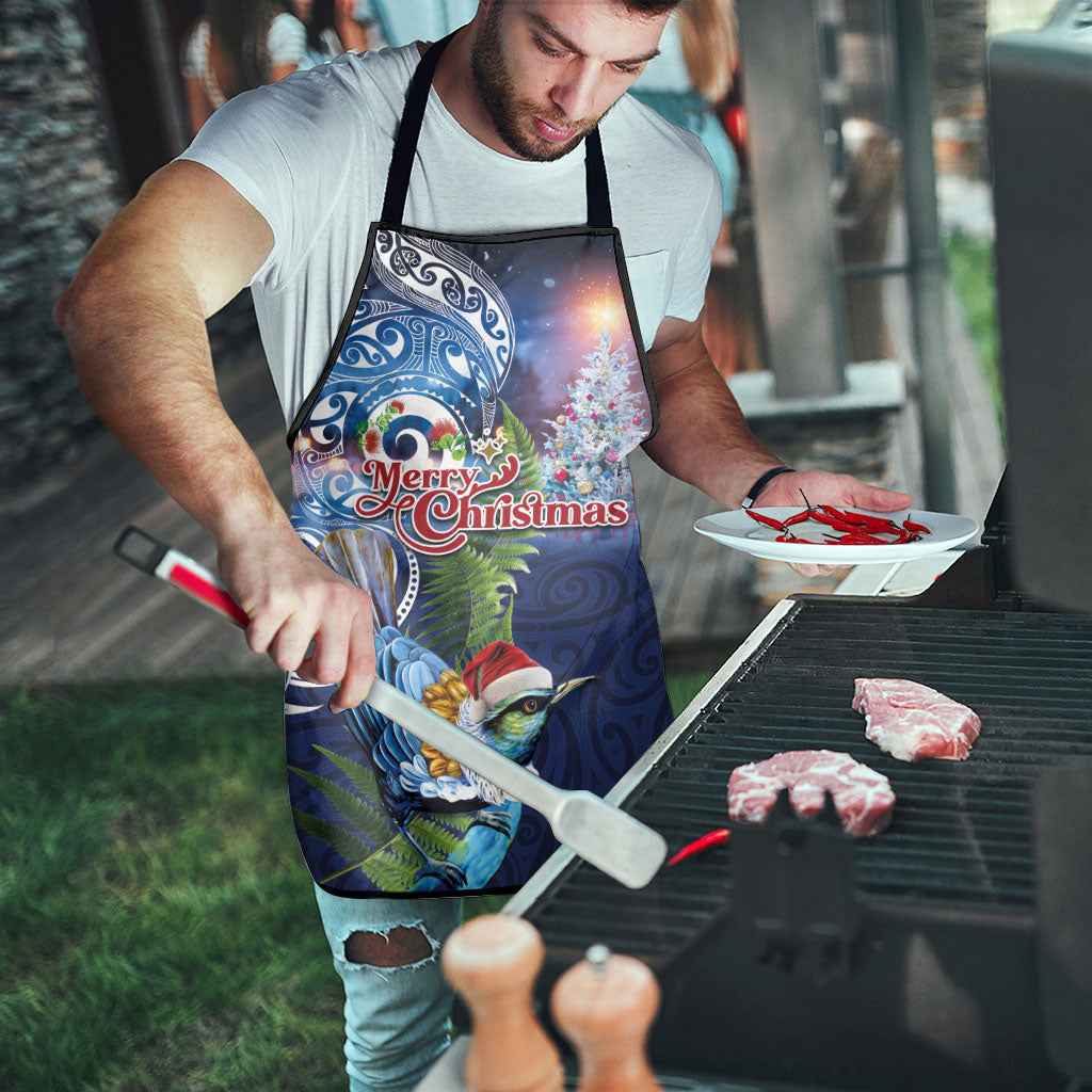 New Zealand Merry Christmas Apron Maori Tribal Pattern with Xmas Tui Bird