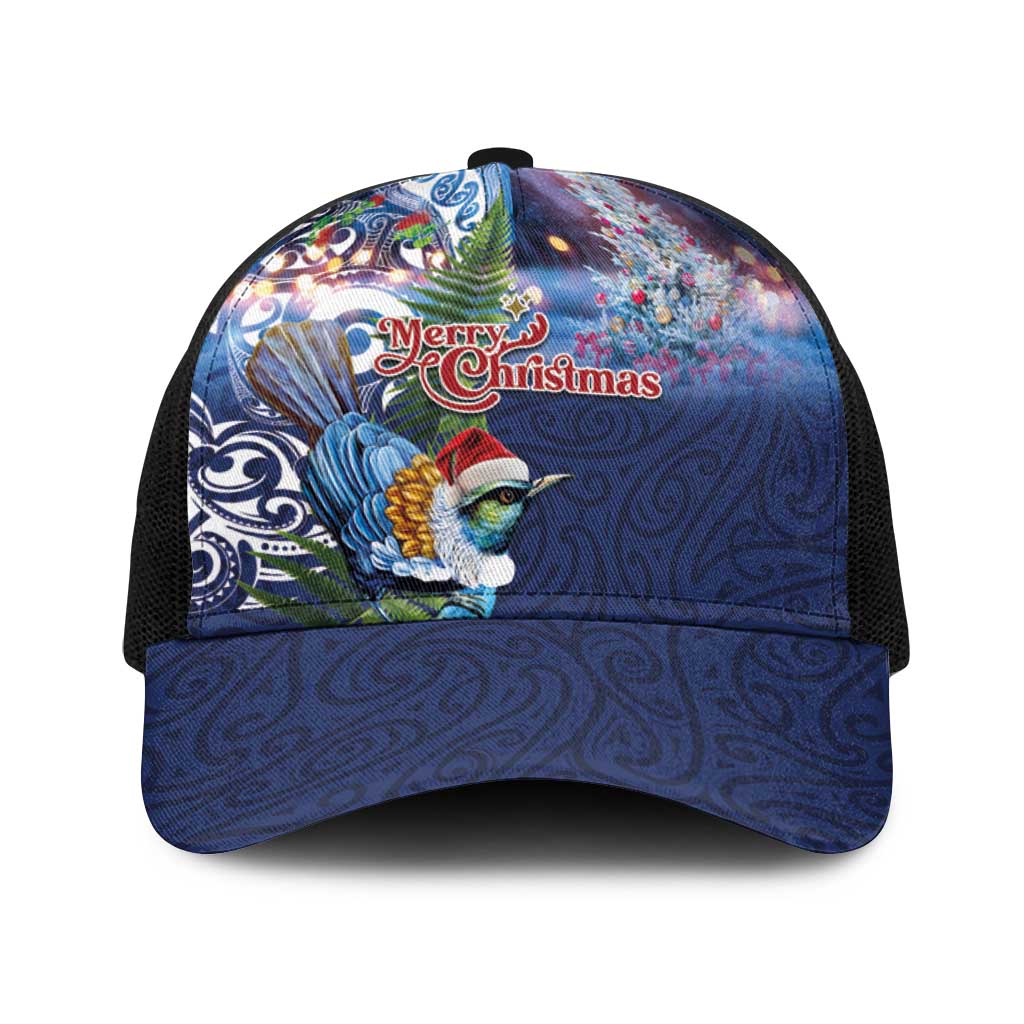 New Zealand Merry Christmas Baseball Net Cap Maori Tribal Pattern with Xmas Tui Bird