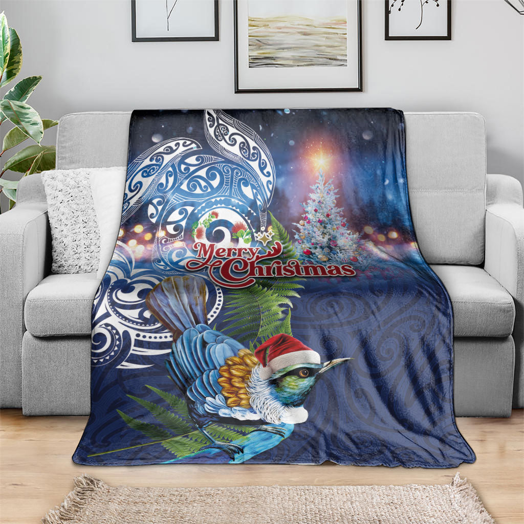 New Zealand Merry Christmas Blanket Maori Tribal Pattern with Xmas Tui Bird LT03 - Polynesian Pride