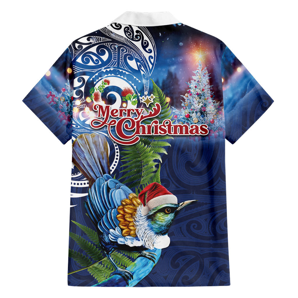 New Zealand Merry Christmas Family Matching Mermaid Dress and Hawaiian Shirt Maori Tribal Pattern with Xmas Tui Bird LT03 - Polynesian Pride