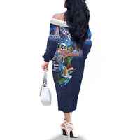 New Zealand Merry Christmas Family Matching Off The Shoulder Long Sleeve Dress and Hawaiian Shirt Maori Tribal Pattern with Xmas Tui Bird LT03 - Polynesian Pride