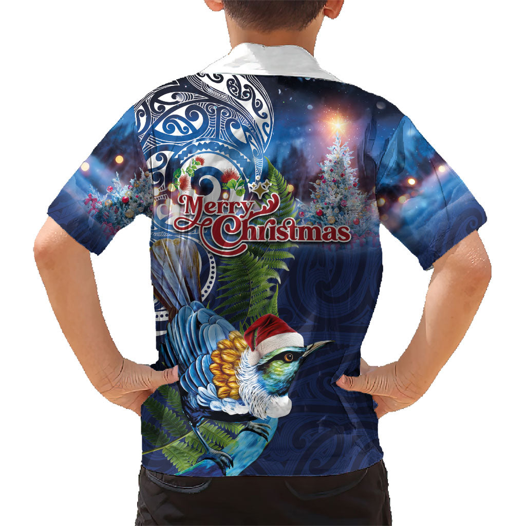 New Zealand Merry Christmas Family Matching Puletasi and Hawaiian Shirt Maori Tribal Pattern with Xmas Tui Bird LT03 - Polynesian Pride