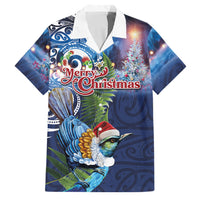 New Zealand Merry Christmas Family Matching Puletasi and Hawaiian Shirt Maori Tribal Pattern with Xmas Tui Bird LT03 Dad's Shirt - Short Sleeve Multicolor - Polynesian Pride
