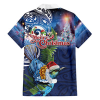 New Zealand Merry Christmas Family Matching Summer Maxi Dress and Hawaiian Shirt Maori Tribal Pattern with Xmas Tui Bird LT03 - Polynesian Pride