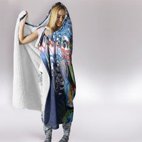 New Zealand Merry Christmas Hooded Blanket Maori Tribal Pattern with Xmas Tui Bird