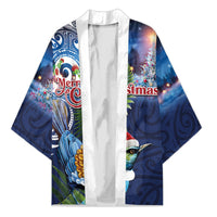 New Zealand Merry Christmas Kimono Maori Tribal Pattern with Xmas Tui Bird