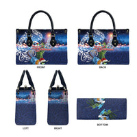 New Zealand Merry Christmas Leather Bag Maori Tribal Pattern with Xmas Tui Bird