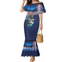 New Zealand Merry Christmas Mermaid Dress Maori Tribal Pattern with Xmas Tui Bird