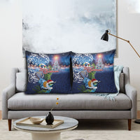 New Zealand Merry Christmas Pillow Cover Maori Tribal Pattern with Xmas Tui Bird