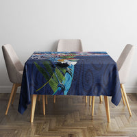 New Zealand Merry Christmas Tablecloth Maori Tribal Pattern with Xmas Tui Bird