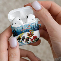 New Zealand and Australia Merry Christmas AirPods Case Kiwi Birds Skiing and Koala Santa Riding Kangaroo