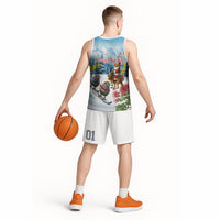New Zealand and Australia Merry Christmas Basketball Jersey Kiwi Birds Skiing and Koala Santa Riding Kangaroo LT03 - Polynesian Pride